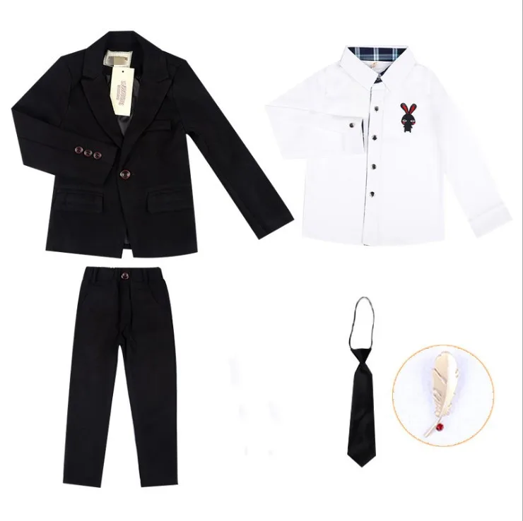 with shirts Детские костюмы с цветочным узором для мальчиков, детский Блейзер, Костюм Джентльмена из костюм мальчик свадьба - Цвет: with shirts