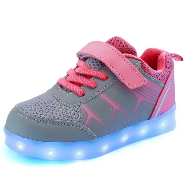 Модный детский светодиодный светящийся свет обувь для мальчиков и девочек зарядные устройства USB повседневные светящиеся туфли детские спортивная Брендовая обувь для мальчиков размер 25-37 - Цвет: 01