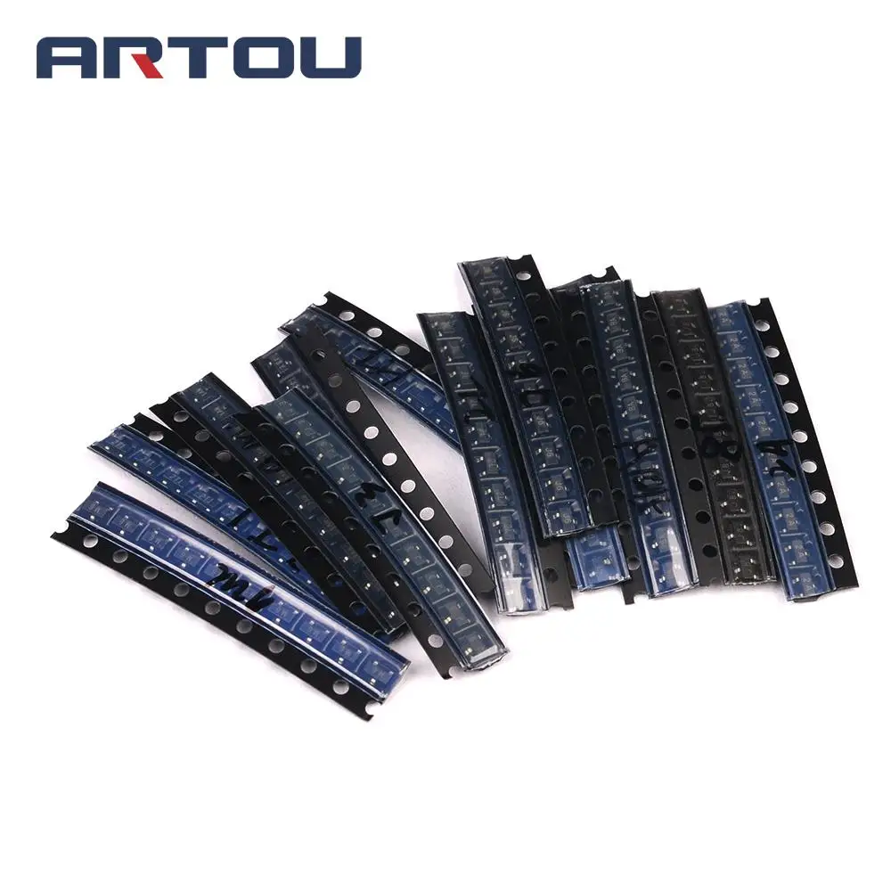 MMBT3904, MMBT3906, MMBT5551 MMBT5401 A1015, C1815, S8050, S8550, 13valuesX10pcs = 130 шт., ТРАНЗИСТОР Ассорти Комплект