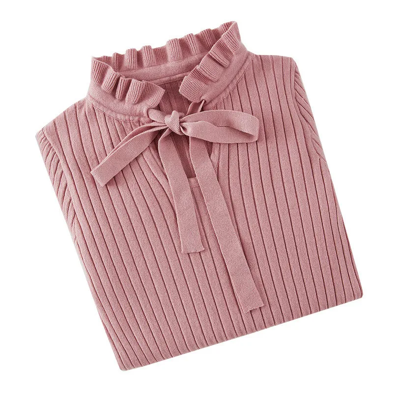 

Casual Slim Sweater Women 2018 Autumn Spring Knitted Sweater Lace Up Flare Long Sleeve Ruffle Knitting Pullover Womens Sweaters