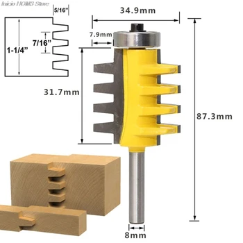 

8 Shank Rail Reversible Finger Joint Glue Router Bit Cone Tenon Woodwork Wood Cutter Power Tools