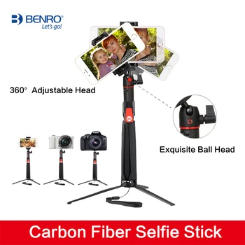 

Benro SC1 carbon fiber Smartphone Selfie Stick mini Monopod Tripod wireless Bluetooth Remote for iphone X Gopro Canon Nikon Sony
