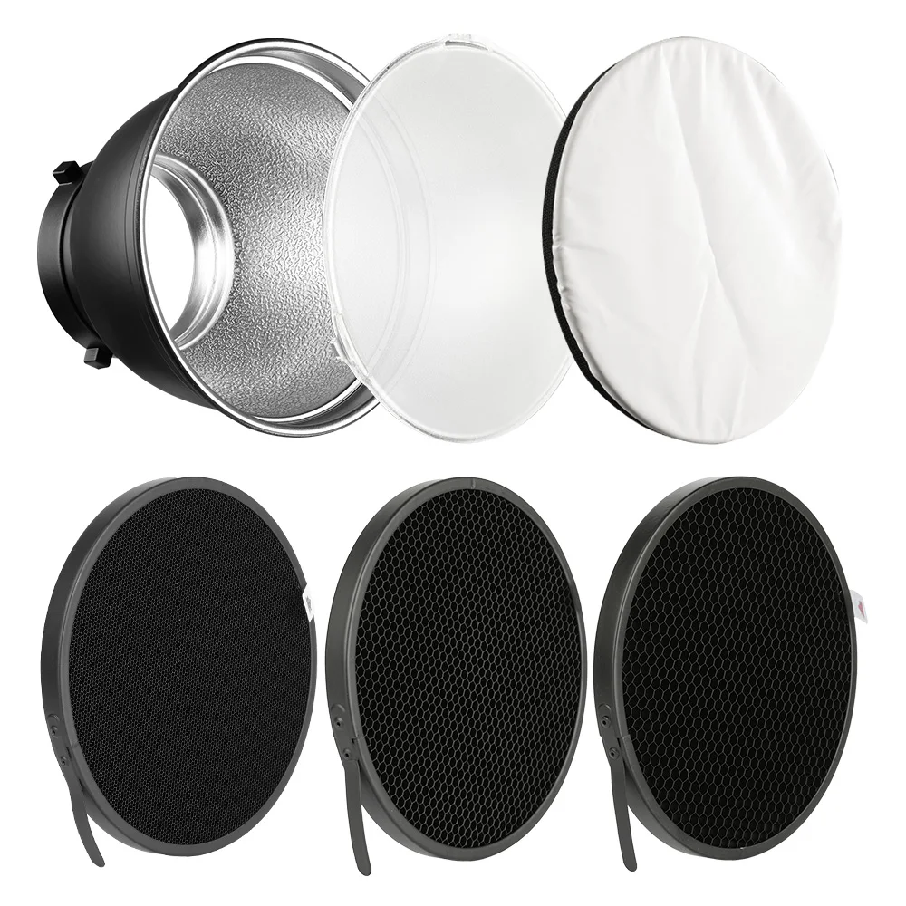 Cena 7 Bowens Mount standardowy reflektor dyfuzor klosz do lampy Dish + 10 20 30 40 50 stopni siatka o strukturze plastra miodu na błyskanie studyjne Speedlite