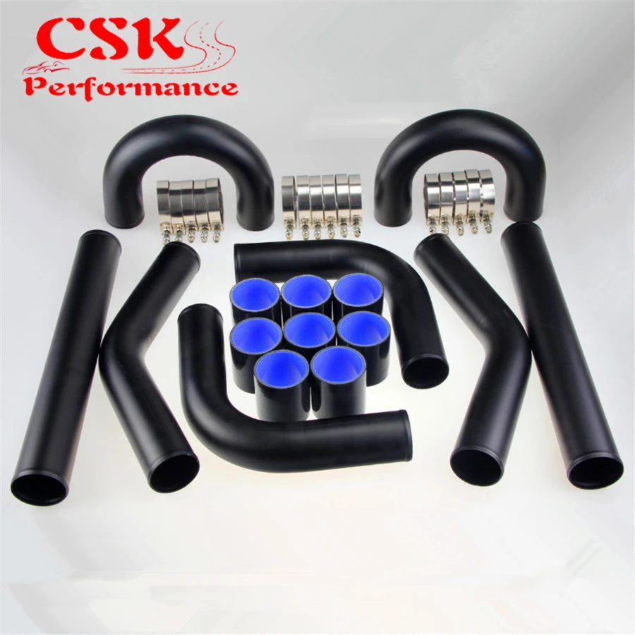 UNIVERSAL 3" 76MM TURBO BOOST INTERCOOLER PIPE KIT 8 PCS Aluminum