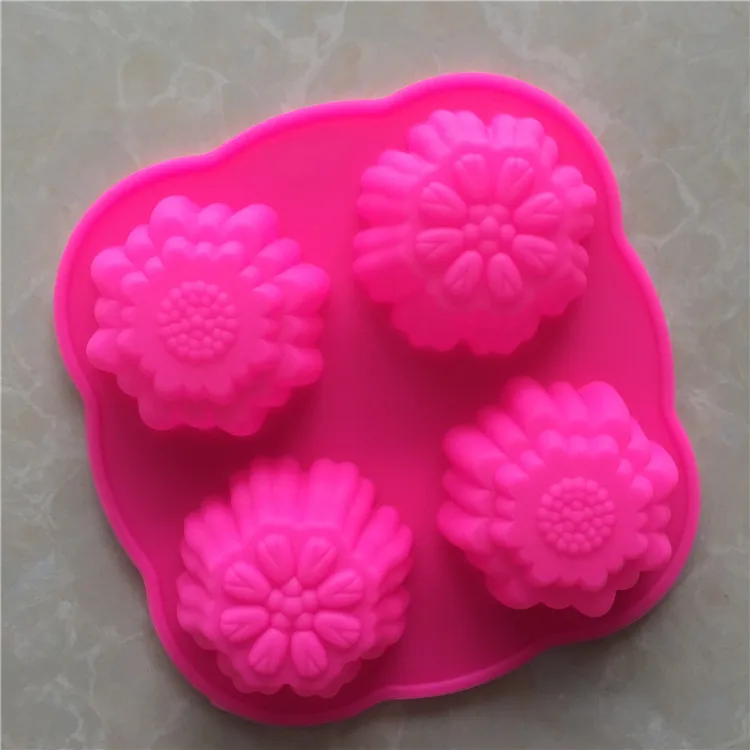 

Spot wholesale 4 plus 2 groups of flowers, silica gel mold, kitchen baking cake mold.