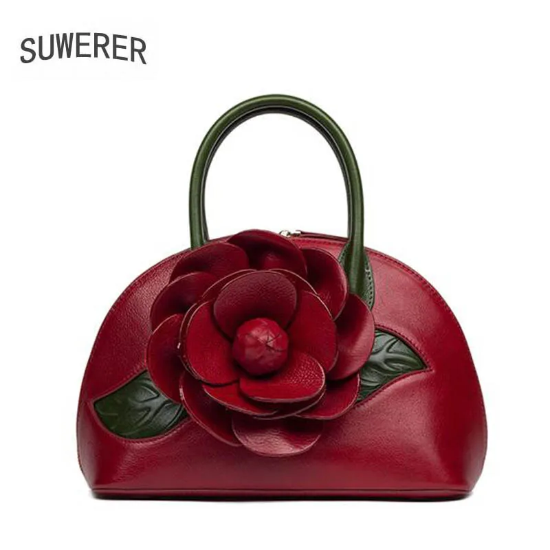 

SUWERER 2019 New women leather handbags Superior cowhide Genuine Leather women bags Women famous brand Luxury embossed bag