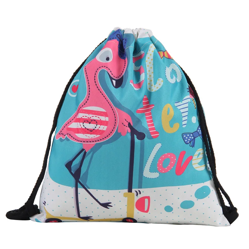 3D Printing Schoolbags Unicorn Pattern Women Drawstring Bag Mens Backpacks