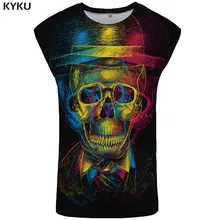 KYKU бренд череп на бак Топ для мужчин граффити s Бодибилдинг красочная безрукавка Черная майка Psychedelic Ftness одежда