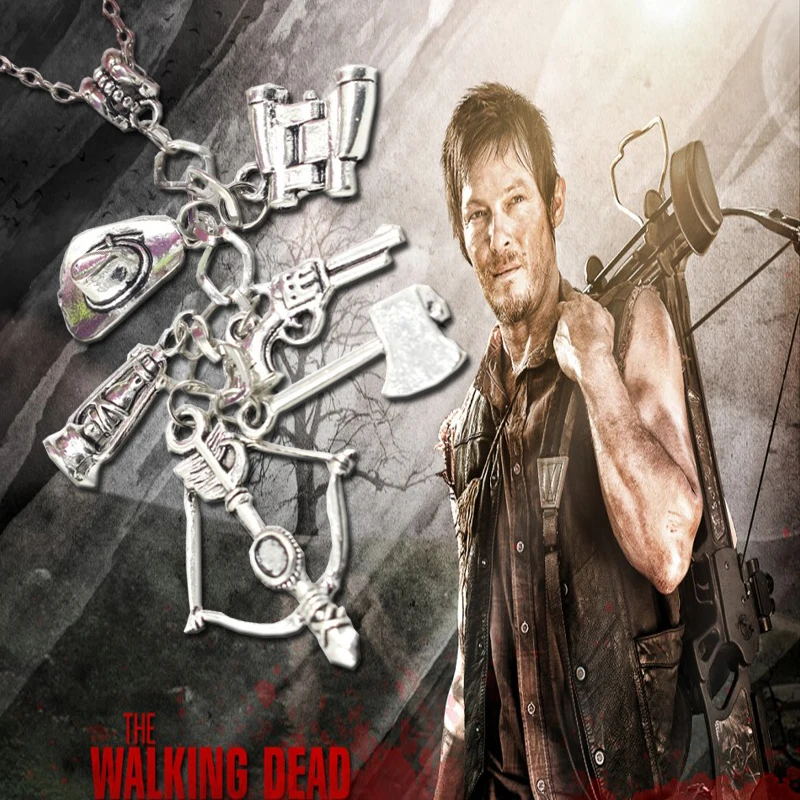 

Movie The Walking Dead Personality More Weaponry Design Punk Style Charm Necklace Vintage Retro Men And Women Pendants Necklaces