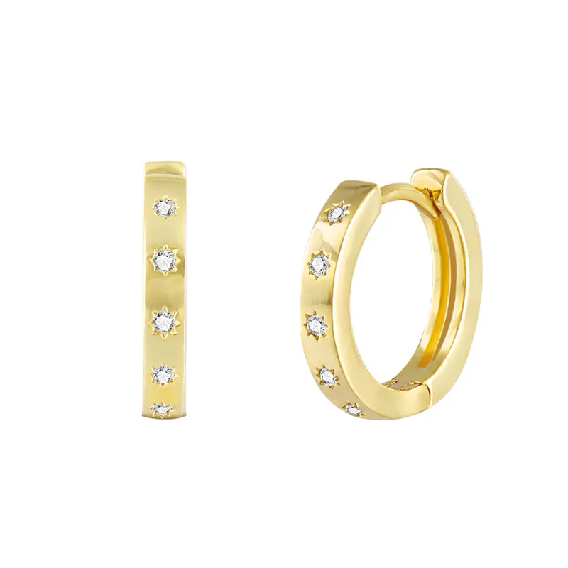 

BOAKO Korean Jewelry aretes Earrings Lovers Circle Gold Color Star Crystal Earrings For Women Female Hoop Earrings oorbellen