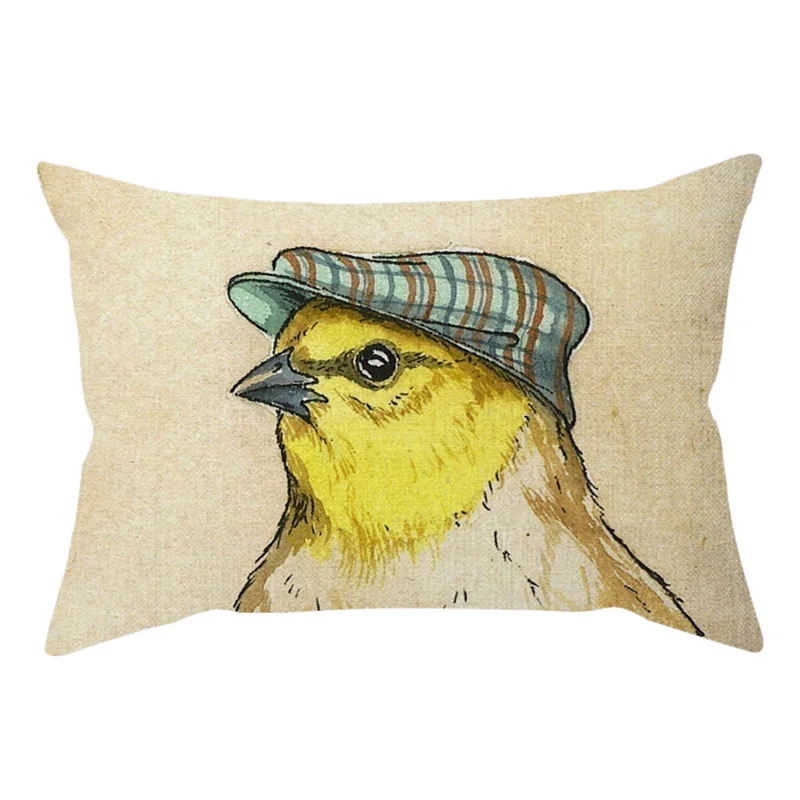 30x50cm Cute Animal Bird Wear a hat Colorful Vintage Sofa Decorative Throw Pillow Case Hen Crow Funny Car Chair Cushion Cover M088-22