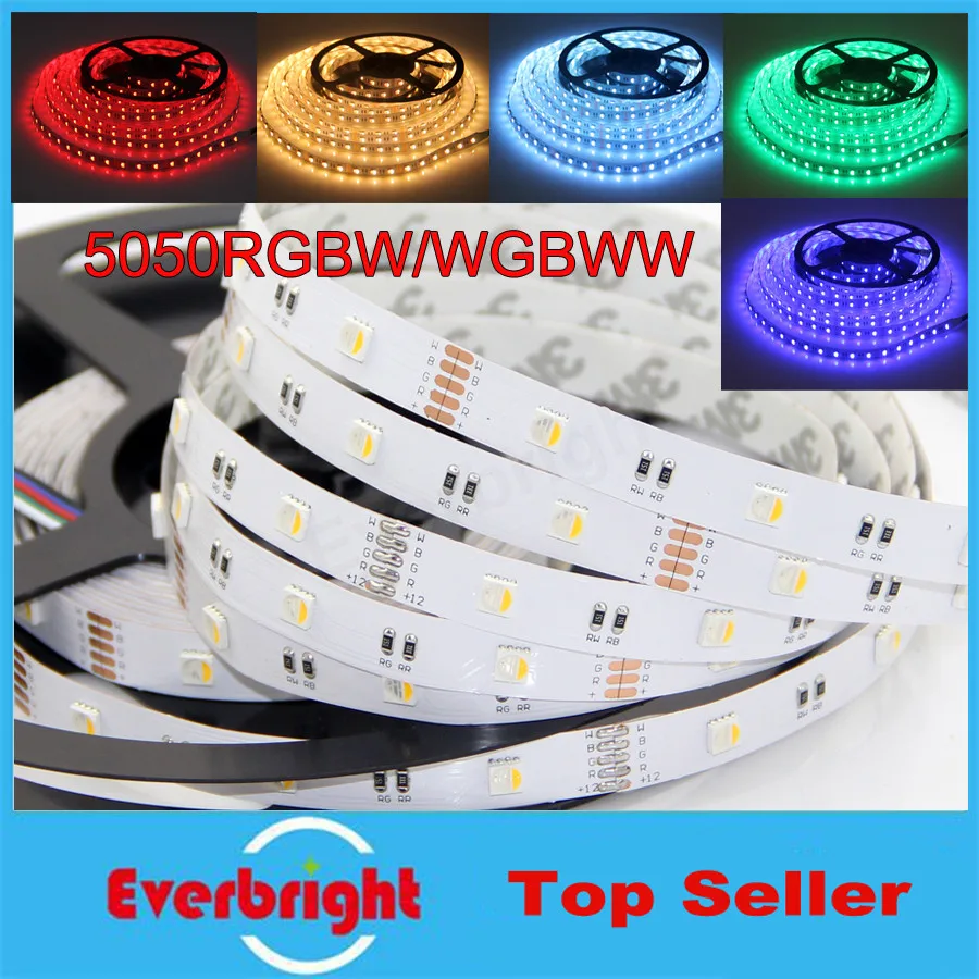

New Arrival RGBW LED Strip SMD5050 Flexible Light, 60 leds/m 5m300leds, IP65/IP67 waterproof, RGB+White RGB+Warm White
