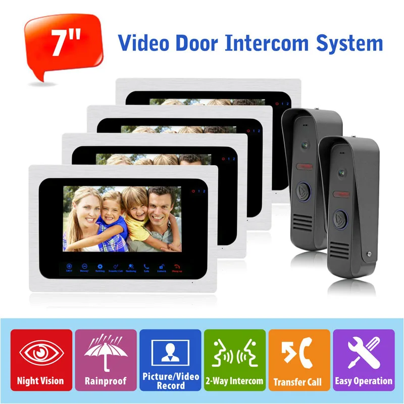 Hot Sell 7 inch High Definition Wired Video Doorphone
