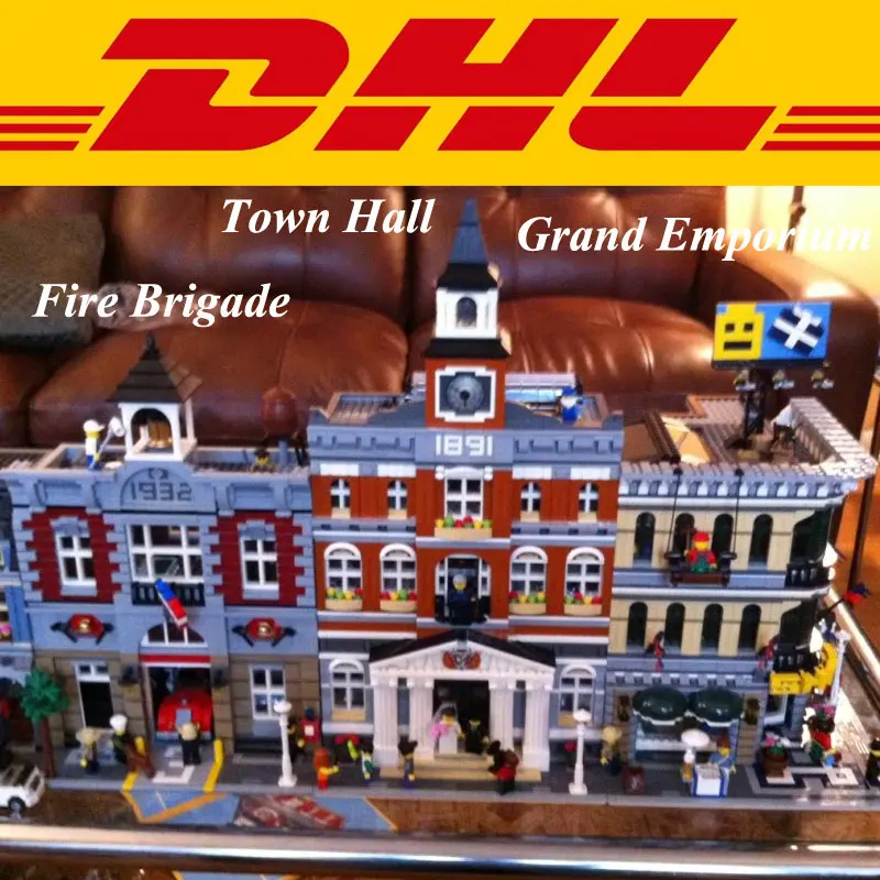 

City Street LEPIN 15003 Town Hall 15004 Fire Brigade Station 15005 Grand Emporium Building Model Blocks Set Set Toys