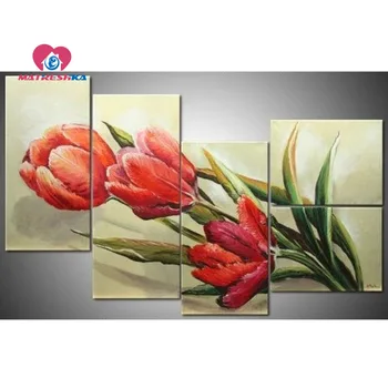 

Tulips Diamond mosaic flowers Diamond embroidery triptych Pictures of crystals painting rhinestones Mosaic pictures diy kit