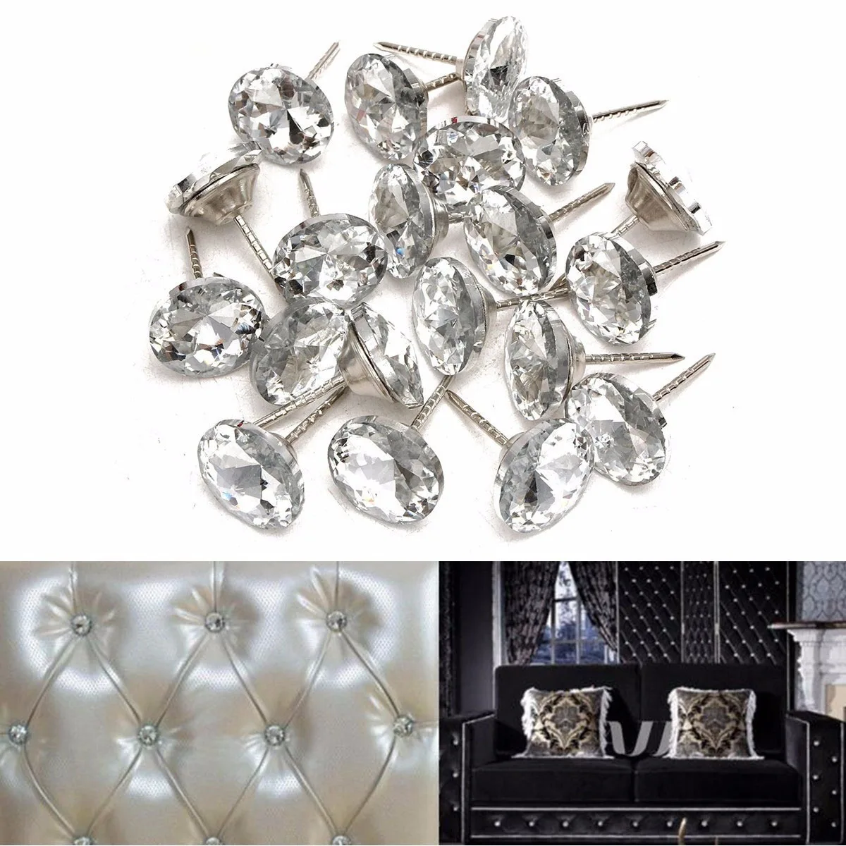 20pcs Per Pack Crystal Buckle Soft Bag Sofa Nails Diamond Buckle Diamond Buttons Background Decorative Buckle - Цвет: 20pcs