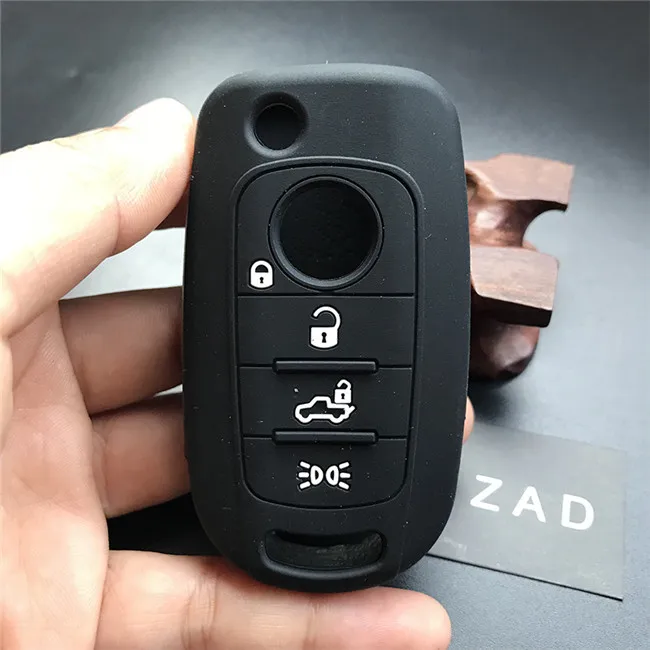 ZAD 4 кнопки силиконовый резиновый чехол для ключей для FIAT Toro 500X nuovo grazie чехол для ключей - Название цвета: Черный