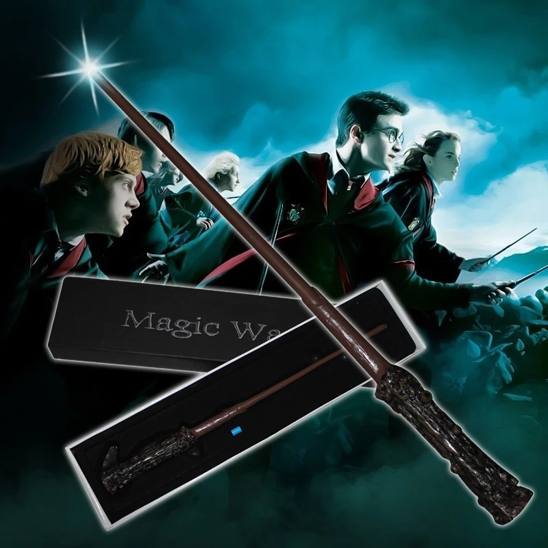 

Harri Potter wand with box Magic Wand Tricks Toys Hermione Dumbledore Scriptures Trick Cosplay Stick Birthday Children Toy Gift