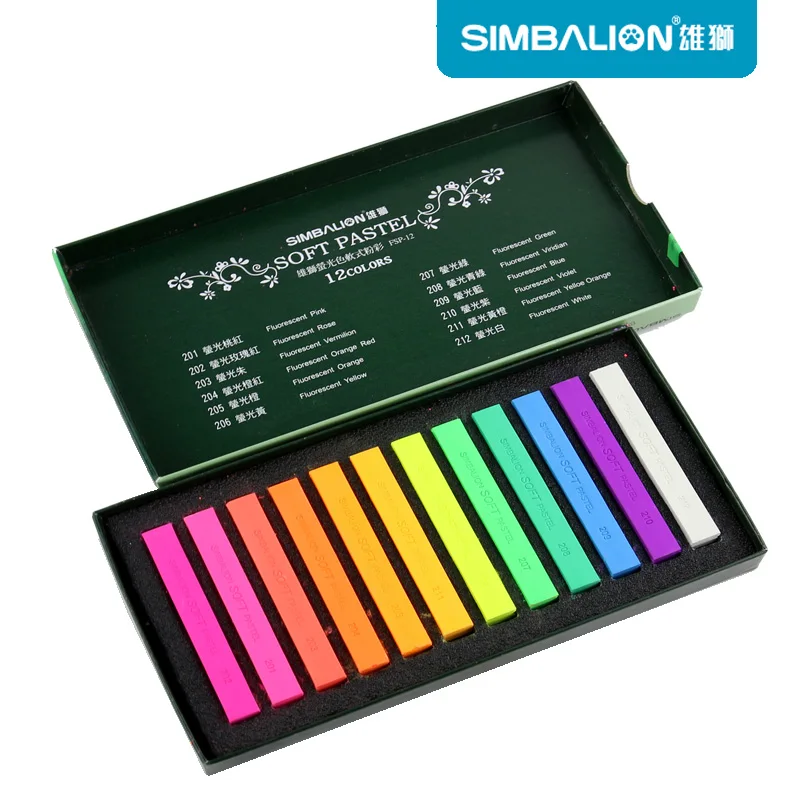 Simbalion FSP-12 флуоресцентные цвета мягкие пастельные 12 цветов Набор мастера пастельные