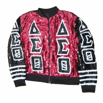 

Sequin Red Black DST letters Sorority Sequin Jackets Delta Bling club Outerwear & Coats