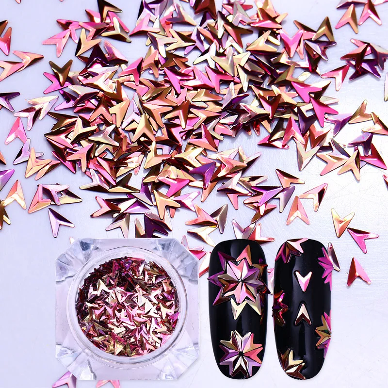 

Red Chameleon Nail Sequins V-shaped Paillette Iridescent Flakies 3D Nail Art Decoration Manicure Decor for Nails