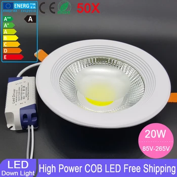 

50pcs/lot 10W 15W 20W 30W COB LED Downlights Recessed LED Downlights Ceiling Downlight Lamp Indoor Light Lighting free DHL