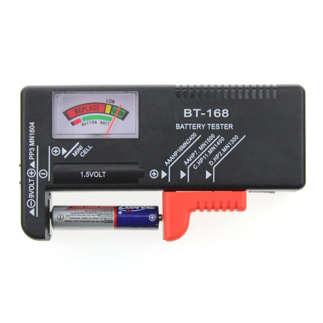 Тестер батареи Цифровой тестер емкости батареи Проверьте уровень мощности для 1,5 в до 9 В батареи BT-168D