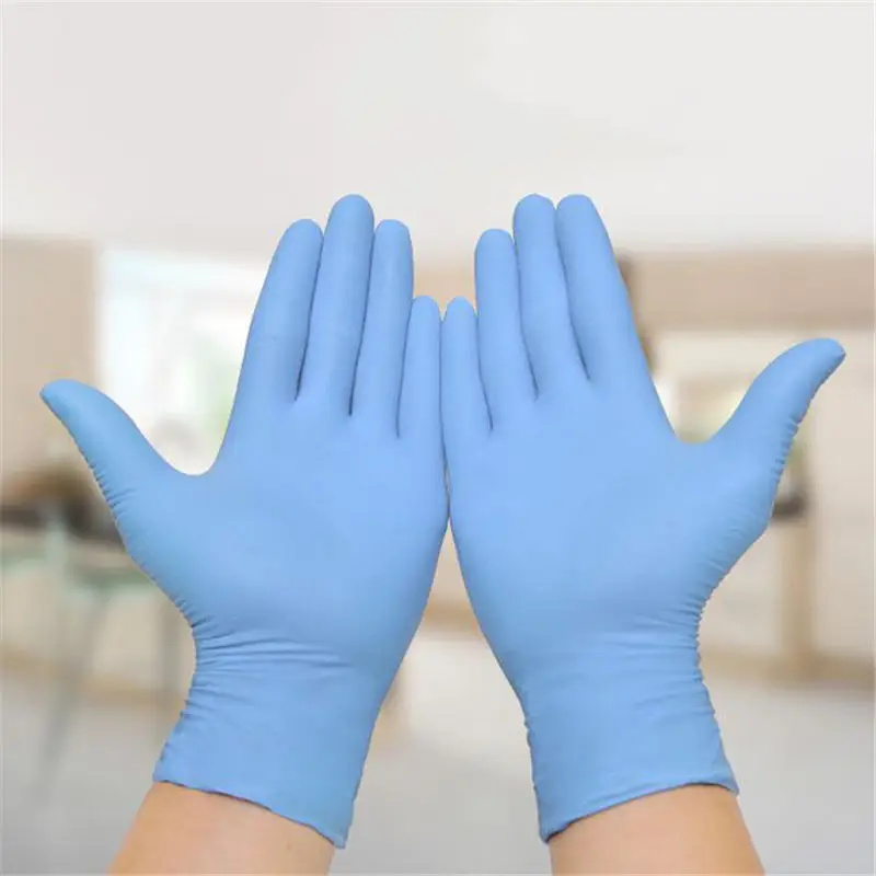 100 шт./лот, одноразовые латексные перчатки, Универсальные перчатки для уборки, многофункциональные домашние пищевые медицинские косметические одноразовые перчатки - Цвет: Синий