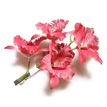 Fashion Woman Wedding Phalaenopsis Flower Hair Clip Bridal Hawaii Party Corsage Red