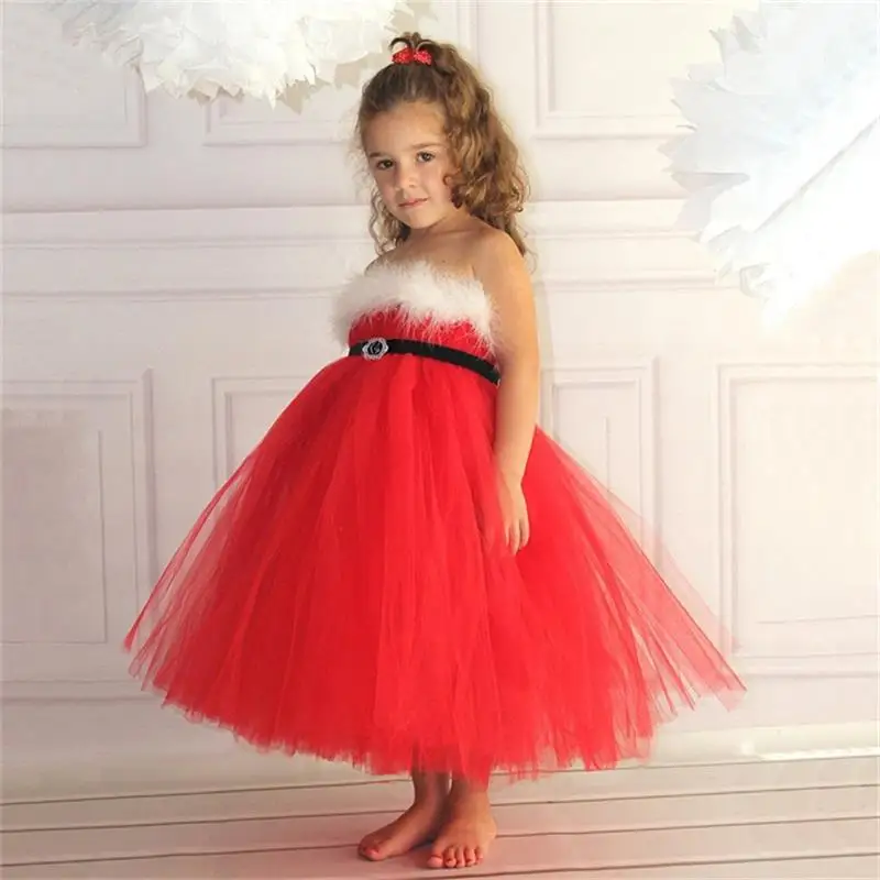 Buy Winter Red Christmas Tutu Spaghetti Dress Baby