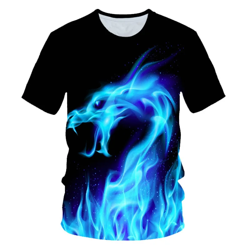 

2019 New Basketball 3D Printed Tshirt Blue Fire Dragon Tshirt Streetwear Basketball Tshirt Skull Tshirt Fashion Men