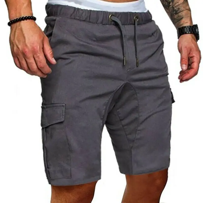 Hot Mens Summer Shorts Casual Solid Pocket Gym Sport Running Workout Cargo Pants Jogger Trousers 2019 2