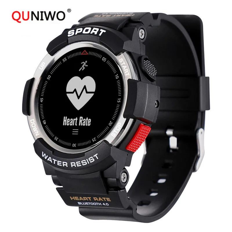 

QUNIWO Bluetooth F6 Smartwatch IP68 Waterproof Heart Rate Monitor Fitness Tracker Smart watch with Multi Sport Mode PK GV68 EX18