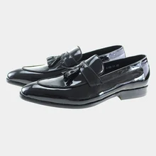Genuine Patent Leather Slip On Man shoes Tassel Loafer Handmade Wedding Party Formal Dress Office Business Suit Men Footwear