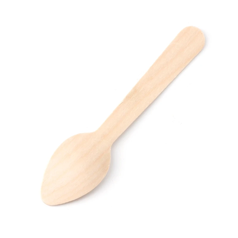 

100Pcs Disposable Mini Wooden Spoon Ice Cream Dessert Spoons Wedding Parties