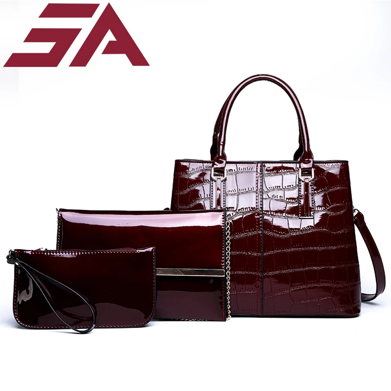 

SA 3 Sets High Quality pu Leather Women Handbags Tote Bag Ladies Shoulder Messenger crossbody bag alligator luxury brand