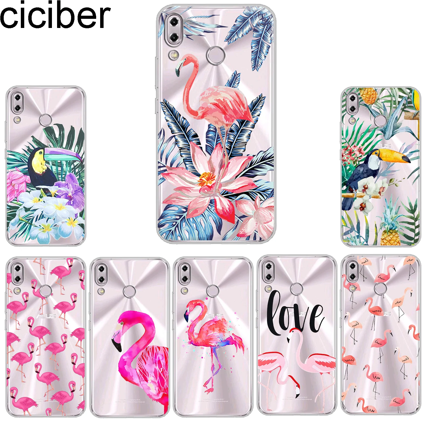 

ciciber Phone Cases For ASUS Zenfone 5 5Z 5Q Lite Max Plus (M1) Case Soft Back Cover ZE620KL ZS620KL ZC600KL ZB570TL Flamingo