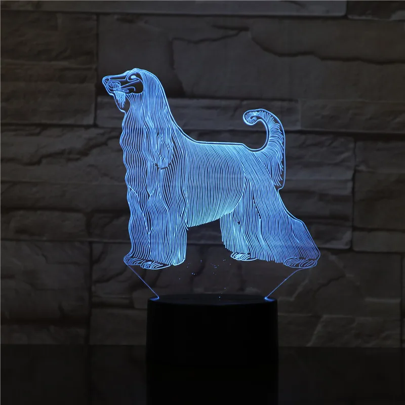 Afghan Hound настольная лампа для собаки прикроватная 3D иллюзия 7 цветов декоративная