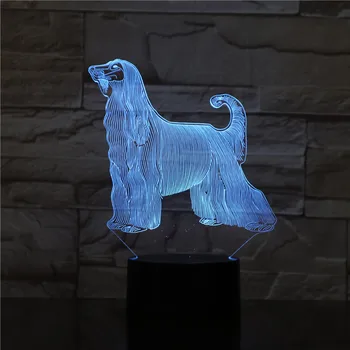 

Afghan Hound Dog Desk Lamp Bedside 3D Illusion 7 Color Changing Room Decorative Lamp Child Kid Baby Kit Night Light LED Dog Gift