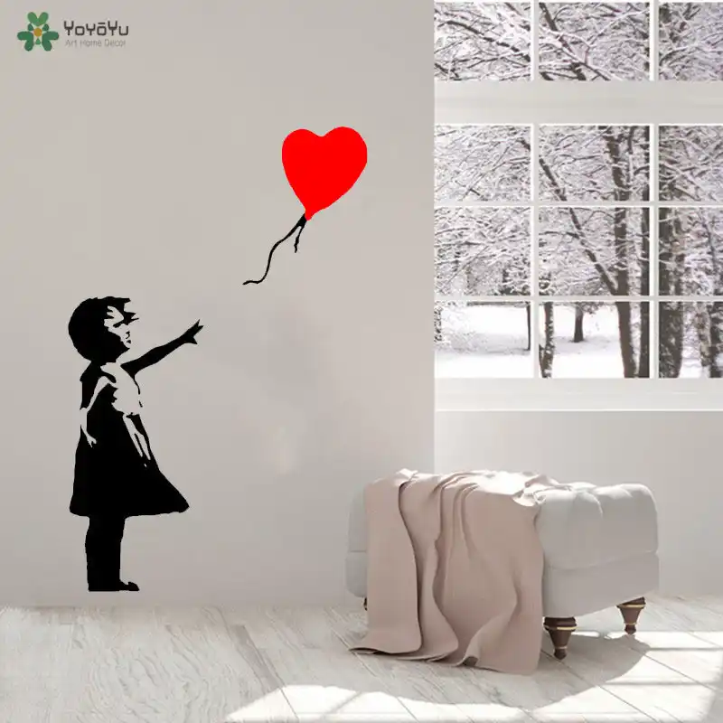 Famous Banksy Street Art Little Girl With Balloon Decor Vinyl Wall Decal Sticker