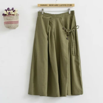

Mori Girl Cute Harajuku Hippie Boho Ethnic Vintage Retrp Jupe Cotton Linen A Line Pleated Elastic Waist Women Spring Fall Skirt