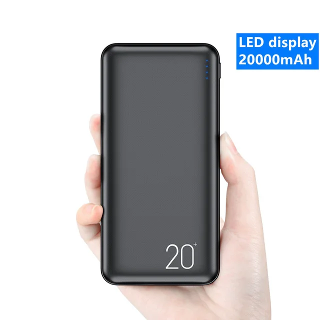 RAXFLY 10000mAh 20000mAh power Bank Dual USB power bank для iPhone Xiaomi Mi 9 SE портативный светодиодный внешний аккумулятор повербанк - Цвет: Черный