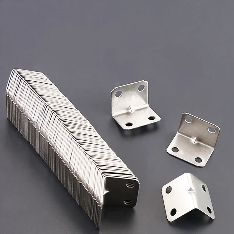 10 piezas de acero inoxidable utilizado para esquina interior de refuerzo de esquina en ángulo recto articulaciones L-tipo de soportes de Metal muebles hardware