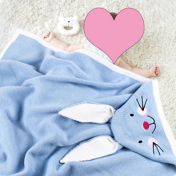 

80x80CM Knitted Bunny Knitting Blanket For Baby Kids Knitting Blanket For Kids baby Shower Gifts Bunny Throw Blanket