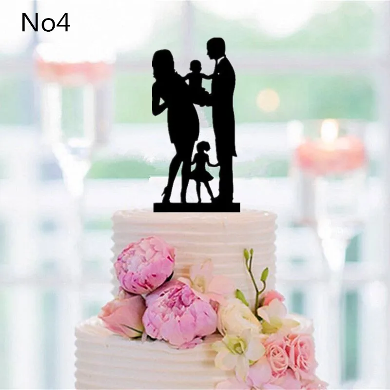 Смешанные Стильные черные акриловые топперы для свадебного торта, украшения для свадебного торта, украшения для свадебного торта - Цвет: No 4