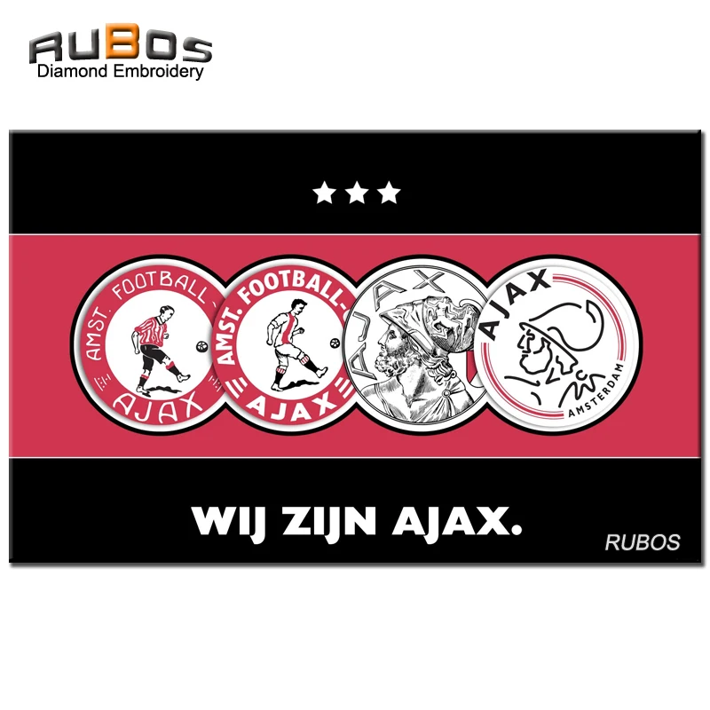 RUBOS AJAX Soccer DIY 5D Diamond Painting Netherland Team Badge Complete Square Or Round Diamond Embroidery Christmas Hobby Kids (11)