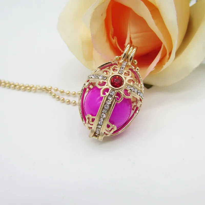 

Beautiful Design Golden Cross Locket with Rhinestones and 16mm Chime Ball Mexcian Music Pregnancy Fashion Necklace Bijoux