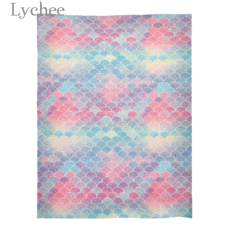 Lychee 21x29 см Русалочка Радужный Блеск Ткань Красочные Синтетическая Кожа DIY материалы аксессуары для шитья - Цвет: 2