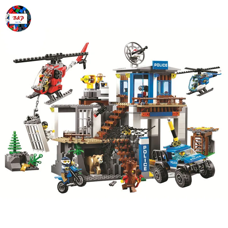 

60174 City Series 705pcs The Mountain Police Headquarters Model Building Block set Brick Toy For children Gift 10865