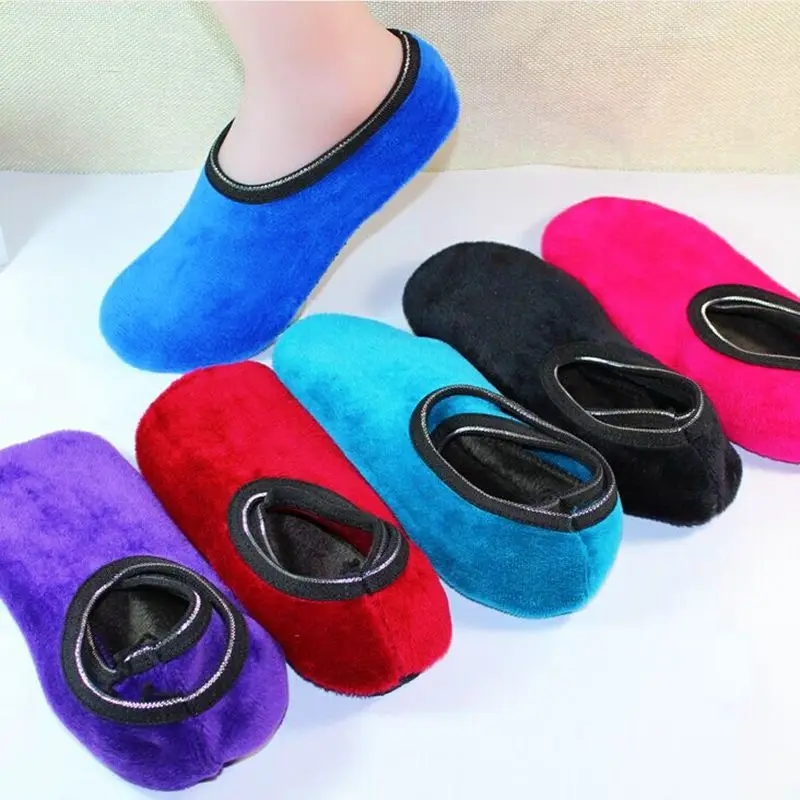 YEAMOLLY/Новые Модные Цветные Нескользящие толстые носки-тапочки yogo женские теплые мягкие Нескользящие теплые пушистые домашние короткие носки-Тапочки